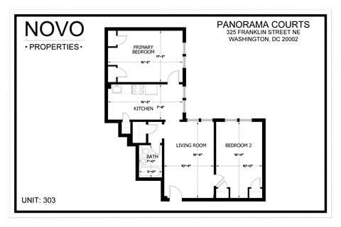 Floor plan for 2 beds, 1 bath, 1200 sqft